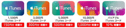 iTunes コード 10％増量