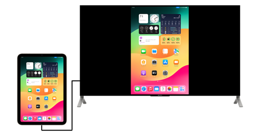 iPadとテレビをHDMIケーブルで接続してiPadの画面をテレビにミラーリング出力する