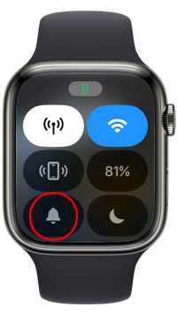 Apple Watchのコントロールセンターから消音モードをオンにして通知音を消す