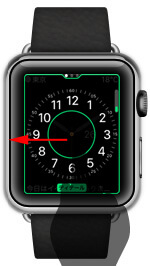 Apple Watchで画面を左にスワイプする