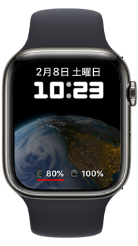 Apple Watchの文字盤上にiPhoneの残りのバッテリー量が表示される