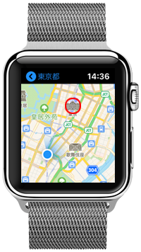 Apple Watchの地図で駅をタップする
