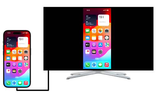 iPhoneの画面がテレビ上にミラーリング出力される