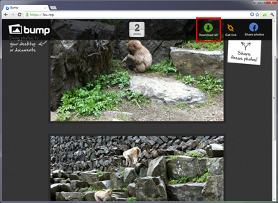 Bumpアプリで転送した複数の写真(画像)を一括でダウンロードする