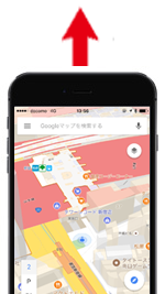 iPhoneのGoogle マップで向いている方向に合わせて地図が回転する