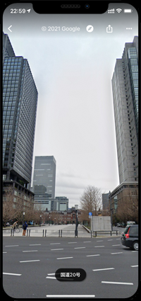 iPhoneのGoogle Mapsアプリでストリートビューを表示したい場所にピンをドロップする