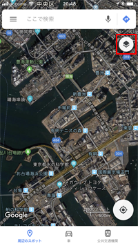 Google Mapsアプリで航空写真上に交通状況を表示する