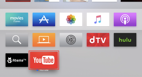 Apple TVで「YouTube」アプリを起動する