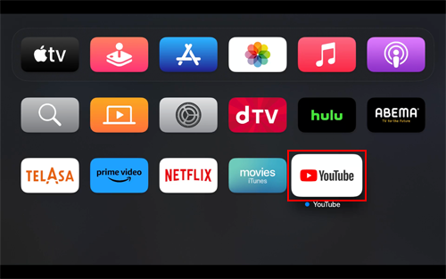 Apple TVで「YouTube」アプリを起動する