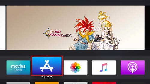 Apple TVのホーム画面でApp Storeを選択する