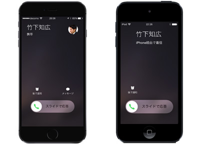 iPhoneとiPod touchで着信を受けることが可能