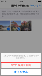 iPod touchの最近削除した項目で選択した写真を完全に削除する