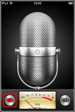 iPod touch ボイスメモ　録音を開始する