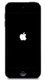 iPod touchの画面にアップルロゴが表示され電源がオンになる