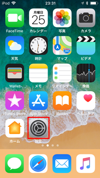 iPod touchで設定をタップする