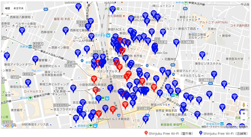 「Shinjuku Free Wi-Fi」が利用できるエリア