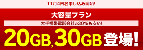 楽天モバイル 大容量プランの20GB/30GBプランを追加