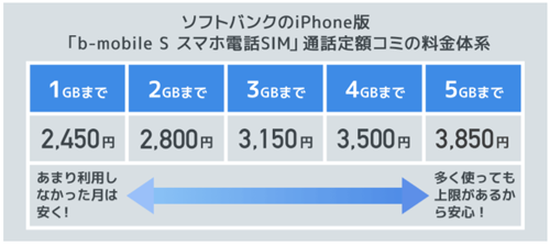 格安SIM b-mobile S 料金体系