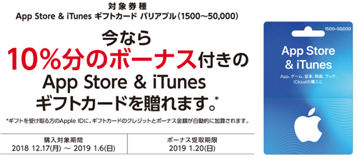 App Store & iTunes ギフトカード バリアブル(1500～50,000)