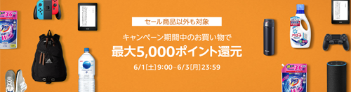 Amazonタイムセール 最大5,000ポイント還元