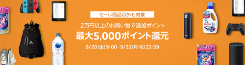 Amazonタイムセール 最大5,000ポイント還元