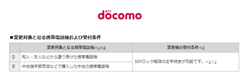 SIMロック解除の受付条件