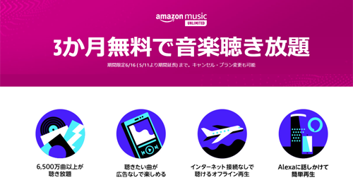 Amazon Music Unlimited 3か月無料