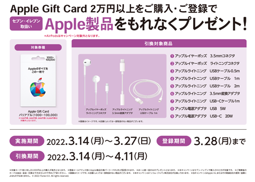 セブンイレブン Apple Gift Card