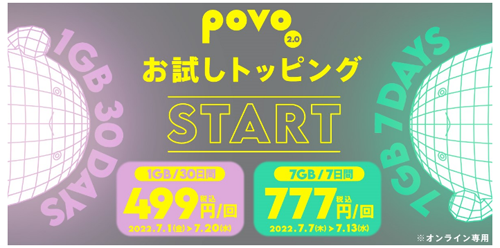 povo 2.0 お試しトッピング