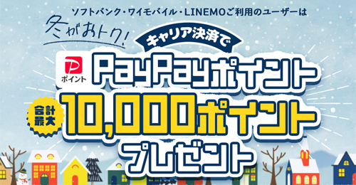 冬がおトク！キャリア決済で合計
最大10,000円相当のPayPayポイントプレゼントキャンペーン