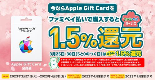 ファミペイ Apple Gift Card