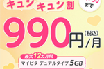 mineoが「マイピタ最大12カ月間528円割引キャンペーン」を開始