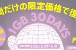 povo2.0で期間限定トッピング「1GB（30日間）480円」が提供 - 5/31まで