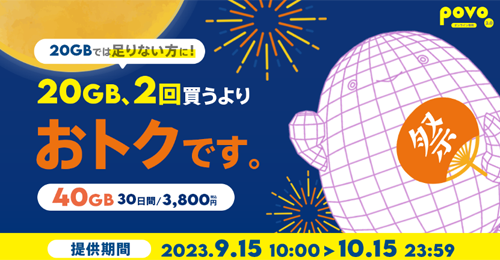 【期間限定】データ追加40GB(30日間)