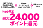 楽天モバイルが対象iPhone購入時に条件達成で最大24,000ポイント還元