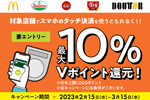 三井住友カードが「スマホのタッチ決済でVポイント最大10％還元キャンペーン！」を実施中 - 3/15まで
