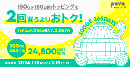 【期間限定】データ追加300GB（365日間）