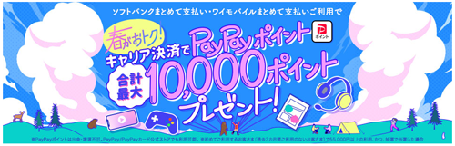 ソフトバンク キャリア決済で合計最大10,000円相当のPayPayポイントプレゼント