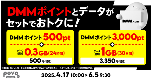 povo2.0で「DMMポイント」がセットの期間限定トッピングが提供開始