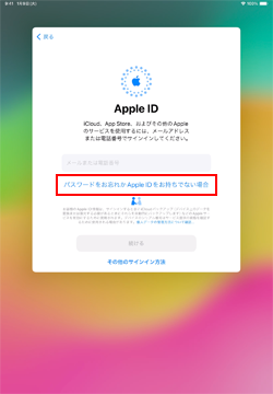 iPadの初期設定でApple IDの設定をスキップする