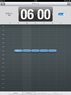 iPad/iPad miniでアラームの時間表に設定したアラームが追加される