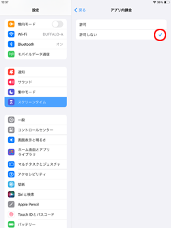 iPadのスクリーンタイムでアプリ内課金を制限・禁止する