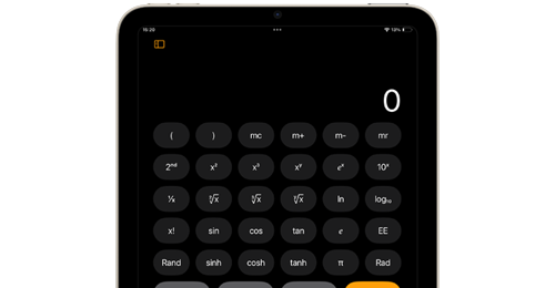 iPadの計算機(電卓)でメモリーキー(m+/m-/mr/mc)を表示する方法