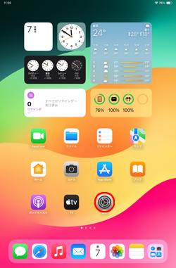 iPadで設定をタップする