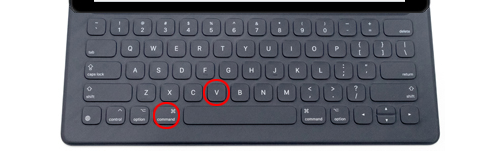 iPadの外部キーボードでペースト(貼り付け)する