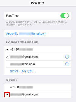 iPad/iPad miniでFaceTimeの発信者IDを設定する