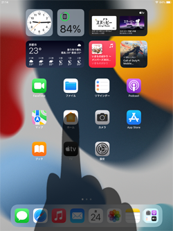 iPadのホーム画面でアプリをロングタップする