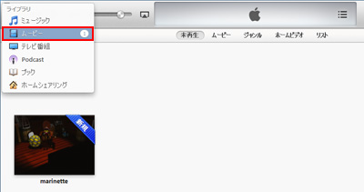 iTunesに追加した動画を再生する