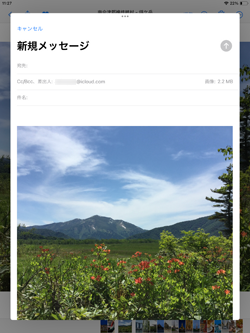 iPadで写真アプリで選択した写真・画像がメールに添付される