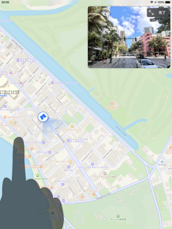iPad/iPad miniのマップアプリで矢印アイコンをタップする